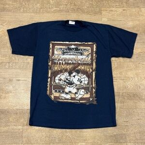 Vintage Mickey Mouse Baseball Graphic T Shirt Navy Size Medium